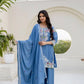 Dusty Pink & Lavender Chinon Embroidered Palazzo Suit Set with Zardosi Hand Work Dupatta