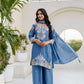 Dusty Pink & Lavender Chinon Embroidered Palazzo Suit Set with Zardosi Hand Work Dupatta