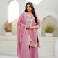 Dusty Pink & Lavender Chinon Embroidered Palazzo Suit Set with Zardosi Hand Work Dupatta