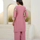 Dusty Pink & Lavender Chinon Embroidered Palazzo Suit Set with Zardosi Hand Work Dupatta