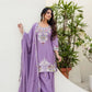 Dusty Pink & Lavender Chinon Embroidered Palazzo Suit Set with Zardosi Hand Work Dupatta