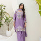 Dusty Pink & Lavender Chinon Embroidered Palazzo Suit Set with Zardosi Hand Work Dupatta
