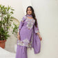 Dusty Pink & Lavender Chinon Embroidered Palazzo Suit Set with Zardosi Hand Work Dupatta