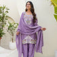 Dusty Pink & Lavender Chinon Embroidered Palazzo Suit Set with Zardosi Hand Work Dupatta