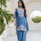 Dusty Pink & Lavender Chinon Embroidered Palazzo Suit Set with Zardosi Hand Work Dupatta