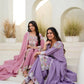 Dusty Pink & Lavender Chinon Embroidered Palazzo Suit Set with Zardosi Hand Work Dupatta