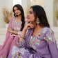 Dusty Pink & Lavender Chinon Embroidered Palazzo Suit Set with Zardosi Hand Work Dupatta