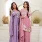 Dusty Pink & Lavender Chinon Embroidered Palazzo Suit Set with Zardosi Hand Work Dupatta