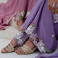 Dusty Pink & Lavender Chinon Embroidered Palazzo Suit Set with Zardosi Hand Work Dupatta