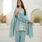 Dusty Pink & Lavender Chinon Embroidered Palazzo Suit Set with Zardosi Hand Work Dupatta