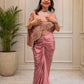 Dusty Rose Crepe Silk Dhoti Set with Sequins Embroidered Cape Koti & Plain Blouse