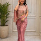 Dusty Rose Crepe Silk Dhoti Set with Sequins Embroidered Cape Koti & Plain Blouse