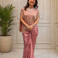 Dusty Rose Crepe Silk Dhoti Set with Sequins Embroidered Cape Koti & Plain Blouse