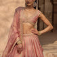 Dusty Rose Embroidered Lehenga Set for Wedding and Reception Wear