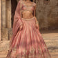 Dusty Rose Embroidered Lehenga Set for Wedding and Reception Wear