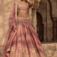 Dusty Rose Embroidered Lehenga Set for Wedding and Reception Wear