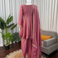 Dusty Rose Gold Crush Peplum Dhoti Set with Real Mirror Work and Fancy Latkan