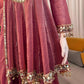 Dusty Rose Gold Crush Peplum Dhoti Set with Real Mirror Work and Fancy Latkan