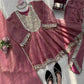 Dusty Rose Gold Crush Peplum Dhoti Set with Real Mirror Work and Fancy Latkan