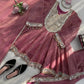Dusty Rose Gold Crush Peplum Dhoti Set with Real Mirror Work and Fancy Latkan