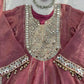 Dusty Rose Gold Crush Peplum Dhoti Set with Real Mirror Work and Fancy Latkan