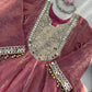 Dusty Rose Gold Crush Peplum Dhoti Set with Real Mirror Work and Fancy Latkan
