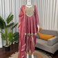 Dusty Rose Gold Crush Peplum Dhoti Set with Real Mirror Work and Fancy Latkan