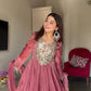 Dusty Rose Gold Crush Peplum Dhoti Set with Real Mirror Work and Fancy Latkan