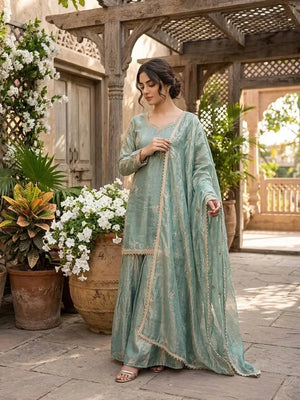 Dusty Rose Mirror Sharara Set
