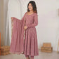 Dusty Rose Roman Silk Anarkali Set for Festive and Wedding Wear