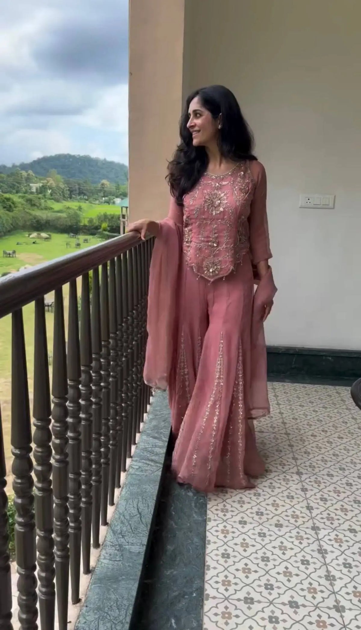 Dusty Rose Sequin Sharara Set