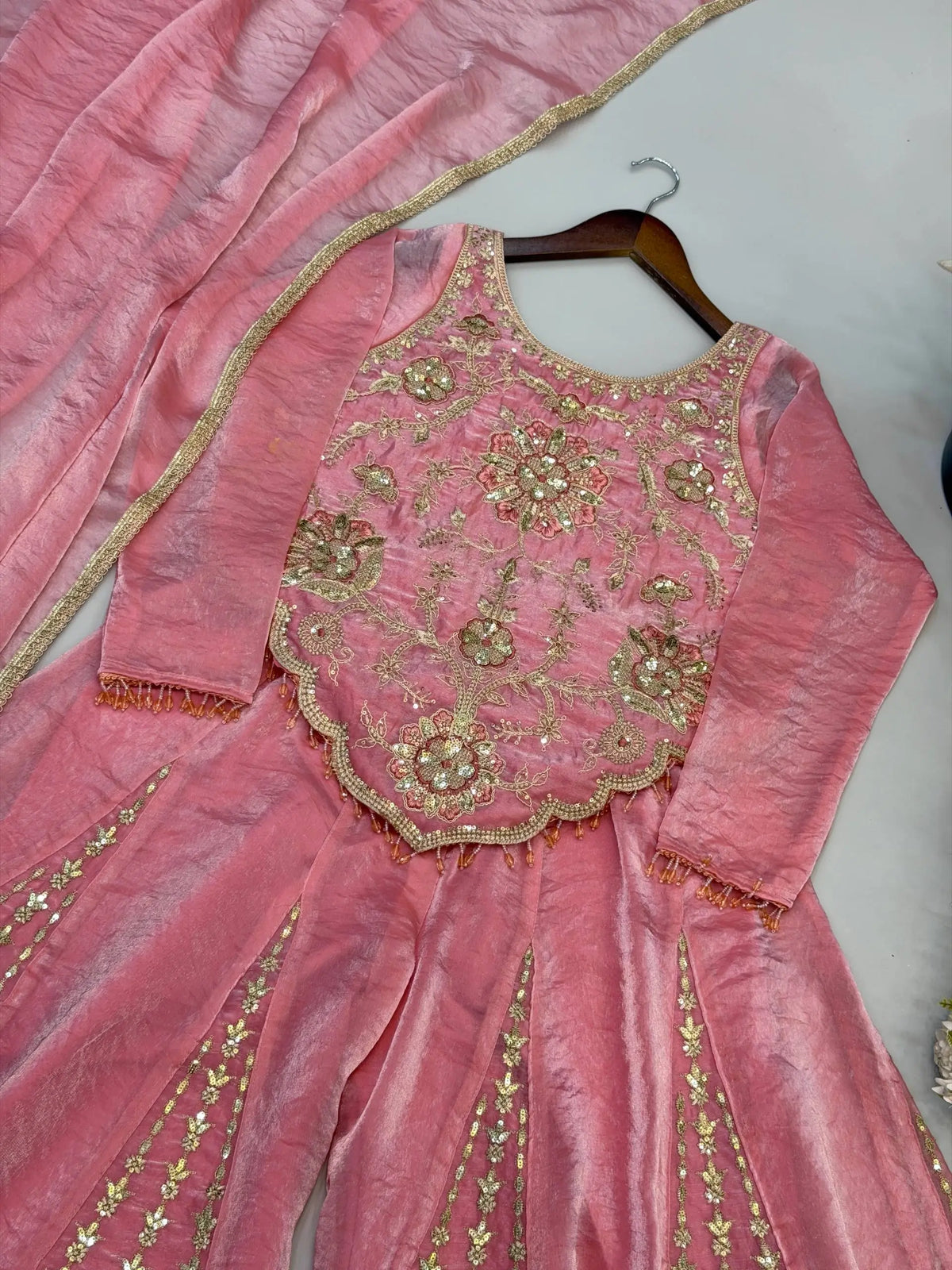 Dusty Rose Sequin Sharara Set