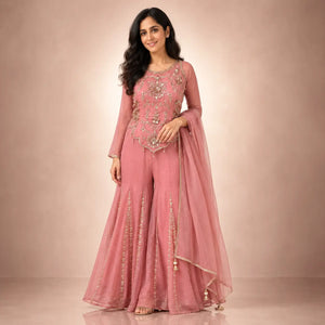 Dusty Rose Sequin Sharara Set
