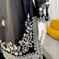 Elegant Black Crepe Palazzo Suit Set for Festive and Wedding Wear