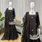 Elegant Black Crepe Palazzo Suit Set for Festive and Wedding Wear