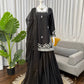 Elegant Black Crepe Palazzo Suit Set for Festive and Wedding Wear