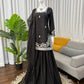 Elegant Black Crepe Palazzo Suit Set for Festive and Wedding Wear