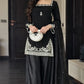 Elegant Black Crepe Palazzo Suit Set for Festive and Wedding Wear