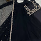 Elegant Black Georgette Anarkali Suit with Embroidered Dupatta for Festive and Evening Wear