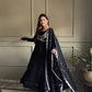 Elegant Black Georgette Anarkali Suit with Embroidered Dupatta for Festive and Evening Wear