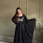 Elegant Black Georgette Anarkali Suit with Embroidered Dupatta for Festive and Evening Wear