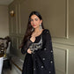 Elegant Black Georgette Anarkali Suit with Embroidered Dupatta for Festive and Evening Wear