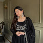 Elegant Black Georgette Anarkali Suit with Embroidered Dupatta for Festive and Evening Wear