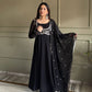 Elegant Black Georgette Anarkali Suit with Embroidered Dupatta for Festive and Evening Wear