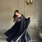 Elegant Black Georgette Anarkali Suit with Embroidered Dupatta for Festive and Evening Wear