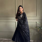 Elegant Black Georgette Anarkali Suit with Embroidered Dupatta for Festive and Evening Wear