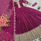 Elegant Blue Heavy Shimmer Silk Gown with Dupatta – Embroidery Sequins Work, 3.5 Meter Flair, Fully Stitched