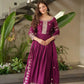 Elegant Blue Heavy Shimmer Silk Gown with Dupatta – Embroidery Sequins Work, 3.5 Meter Flair, Fully Stitched