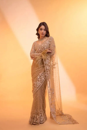 Elegant Butterfly Net Embroidered Saree for Wedding, Festive and Reception Wear