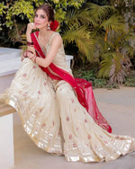 Elegant Butterfly Net Embroidered Top & Plazzo Set